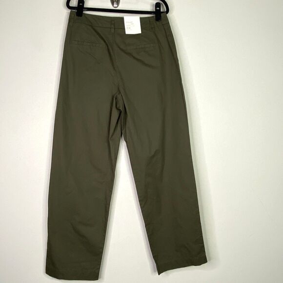 New A New Day Green High Rise Pleat Front Wide Leg Chino Pants Women's Size 8 - Picture 2 of 9